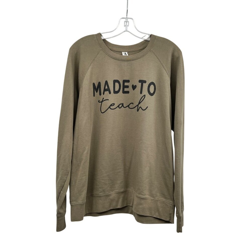 Independent Trading Co Womens Made To Teach Sweatshirt GreenBlack Size Large